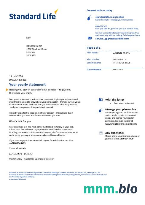 United Kingdom Standard Life rachunek za usługi komunalne szablon w formacie Word i PDF